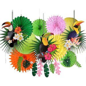 Tropical Bird Toucan Leaf Garland Party Kit for Summer Hawaiian